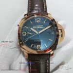 Perfect Replica Panerai Luminor Chrono Flyback 44MM Automatic Watch - PAM00525 1950 Flyback Rose Gold Case Brown Leather Strap